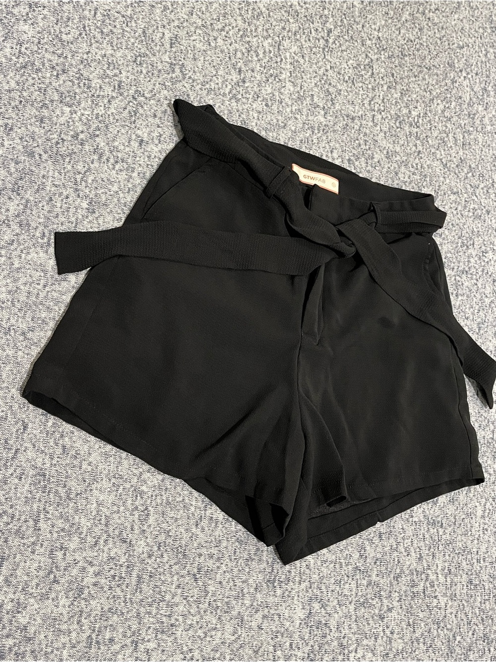 Tie-Waist Black High-Rise Bermuda Shorts